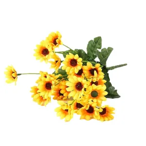 Artificial sunflower bouquet silk flower for home living room decor vase arrangement.