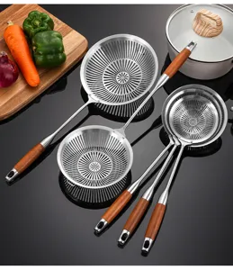 Set di colino in acciaio inossidabile con manico in legno scolapasta da cucina