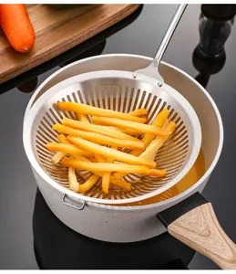 Schiumarola da cucina in acciaio inossidabile per frittura e pentola, scolino resistente.