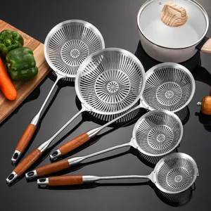Scolapasta Da Cucina In Acciaio Inossidabile Con Manico In Legno Setaccio Spesso Per Frittura E Pentola Calda