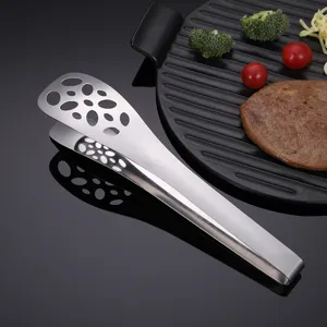 Stainless steel food tong kitchen barbecue grill steak tong metal cooking utensil item
