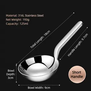 Edelstahl große Serviersuppe Löffel mit kurzem Griff, 18cm Gesamtlänge für Küche.