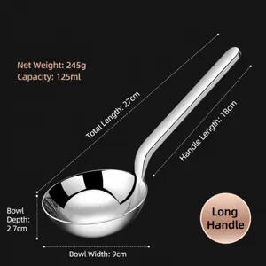 Edelstahl Suppenkelle mit langem Griff, dicker grosser Schöpflöffel 27cm für die Küche