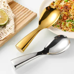 304 Stainless Steel Rice Spoon Standing Serving Spoon Kitchen Utensil Thickened Handle Mirror Polished Home