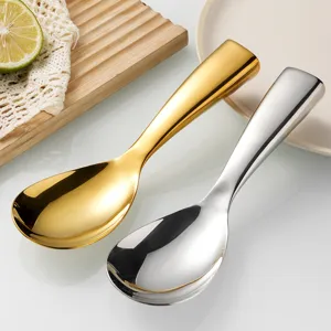 Stainless steel rice spoon home kitchen serving spoon thick handle nonstick tableware set.