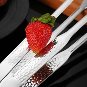 Stainless steel food tongs, 316 kitchen BBQ grill clips for steak and cooking tools.
