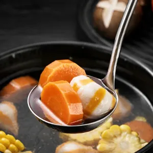 Louche à soupe en acier inoxydable avec grand bol pour servir facilement la soupe et la bouillie.