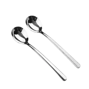Roestvrijstalen lepelset, elegante ronde soeplepels met lange handgrepen, voedselveilig.