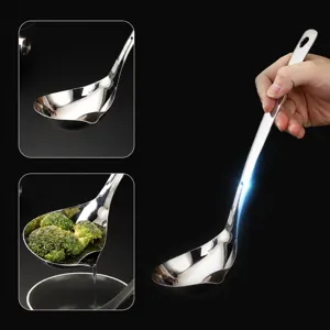 Cucchiaio da Zuppa in Acciaio Inossidabile 304 Manico Lungo Resistente alle Alte Temperature Mestolo da Cucina per Hotel Hot Pot