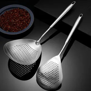 Stainless steel peppercorn skimmer kitchen fine mesh strainer for frying and dumpling filtering.