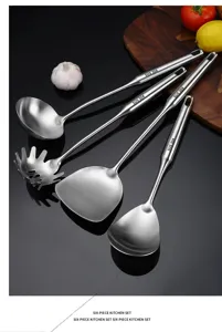 Stainless steel kitchen utensil set cooking spatula soup ladle durable home cooking tool