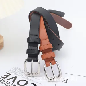 Dames casual dun leer riem set voor dagelijks gebruik, klassieke doornsluiting taille.