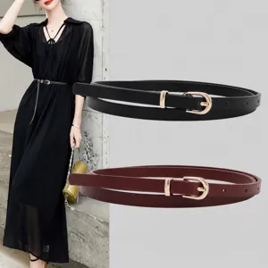 Ceinture fine en cuir femme noir bordeaux decontracté robe jeans ceinture taille élégant