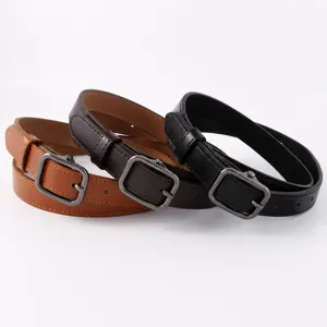 Cinturón de cuero PU para mujer elegante hebilla cuadrada cinturón casual set 3pcs