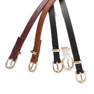 Ensemble de ceintures fines en cuir pour femme boucle métallique dorée tendance