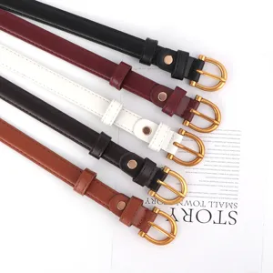 Ensemble de ceintures en cuir fin pour femmes boucle métallique élégante pour jean