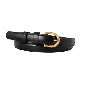 Ceinture en cuir noir pour femme élégante mode décontractée minimaliste taille principale