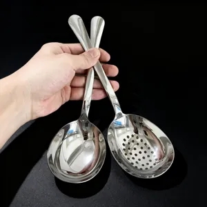 Cuillère à Soupe en Acier Inoxydable 304 Moderne Minimaliste Poli Miroir Grande Cuillère de Service Cuisine Vaisselle