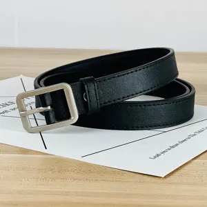 Zwarte lederen riem voor dames casual jeansriem metalen gesp stijlvol mode top
