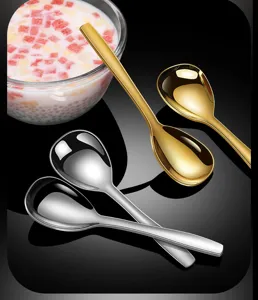 304 stainless steel spoons set household small soup spoons cute dessert spoons gold silver