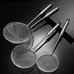 Stainless steel wire skimmer spider strainer set for kitchen cooking, frying and hot pot.
