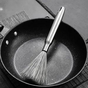 Spazzola per pentole in acciaio inox manico lungo utensile di pulizia cucina resistente