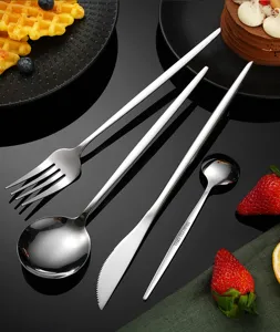 Edelstahl Besteck Set modern minimalistisches Messer Gabel Löffel Küchengeschirr Set
