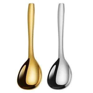 Stainless steel spoon set, thickened long handle soup spoons for home, kids dessert and ice cream.