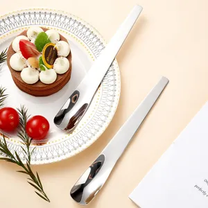 Stainless steel long handle dessert spoon, high-end ice cream spoon for home use.