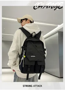 Tooling style student backpack large capacity plaid casual travel daypack for men and women