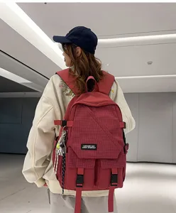 Casual workwear backpack large capacity plaid school bag for men and women stylish travel bookbag