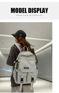 Tactical plaid student backpack large capacity casual travel school bag detail view
