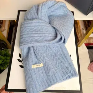 Winter Warm Wool Blend Cable Knit Scarf For Women And Men Classic Solid Color Soft Thickened Casual Winter Neck Scarf