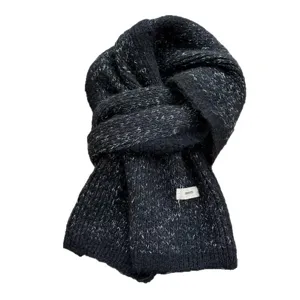 Winter wool blend knitted scarf with textured multi-color yarn, cozy and warm for daily wear.