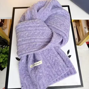 Wool blend knitted scarf winter solid color cable knit neck warmer for women and men cozy