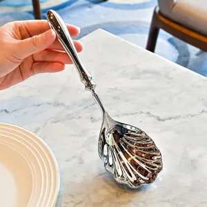 Roestvrij Staal Kalebas Handvat Schelp Lepel Creatief Servies Set Hotel Serveerlepel Huishouden Soep Roerlepel Bestek