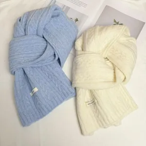 Cozy wool blend winter scarf for women and men, classic cable knit design, warm and soft fashion accessory.