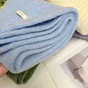 Cozy wool blend winter knit scarf, soft warm solid color cable scarf for women and men.