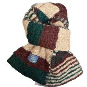 Striped wool knit winter scarf for women, cozy colorblock warm neck wrap daily wear main view
