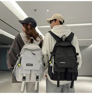 Utility style student backpack large capacity casual couple travel school bag for men and women