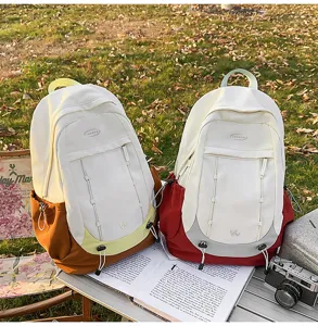 College style color block student backpack large capacity outdoor hiking daypack for teens