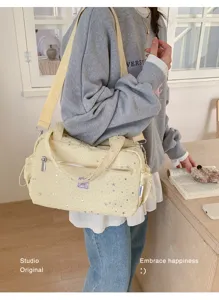 Casual large capacity star print shoulder bag for daily commuting and school use