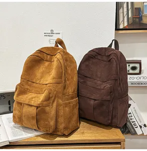 Vintage Cord Rucksack für Damen, große Kapazität minimalistische Freizeittasche Schule.
