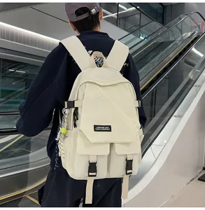 Casual utility canvas backpack with multi-pockets and large capacity for daily travel style.