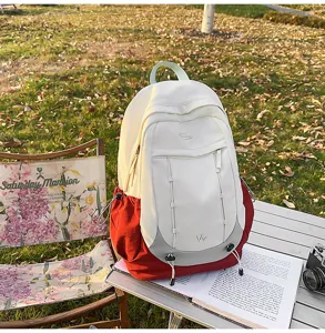 Student schoolbag colorblock large capacity outdoor hiking backpack detail view style