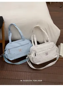 Large capacity casual shoulder bag for women, stylish star pattern crossbody tote handbag.
