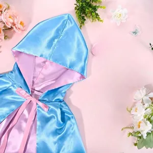 Blue pink hooded cloak cape for Halloween cosplay princess fairy costume party dress up apparel