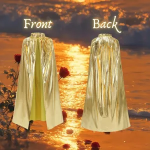 Gold shiny metallic cape Halloween stand up collar long cloak costume for party events