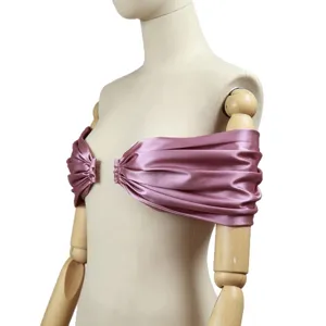 Chal elegante de saten hombros descubiertos mujer vestido de noche accesorio mauve cubre pecho