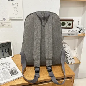 Vintage grauer Freizeitrucksack mit groesserer Kapazitaet Schultertasche fuer Damen
